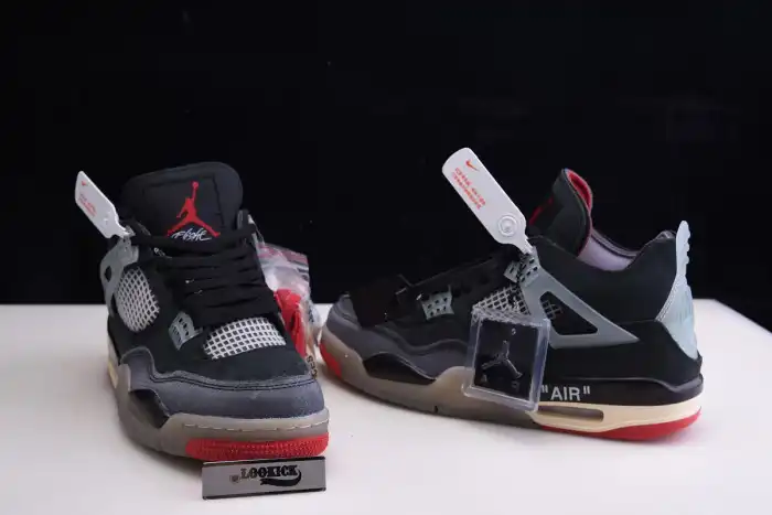 Rep TB Off White x Air Jordan 4 Retro Bred CV9388-001 0123