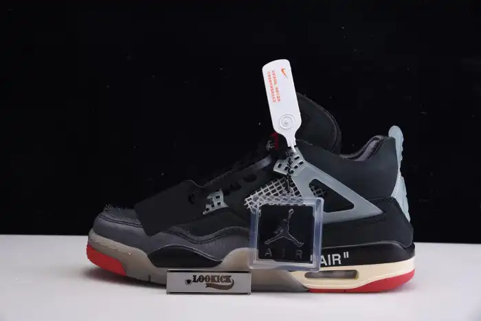 Rep TB Off White x Air Jordan 4 Retro Bred CV9388-001 0123