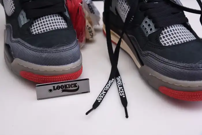 Rep TB Off White x Air Jordan 4 Retro Bred CV9388-001 0123