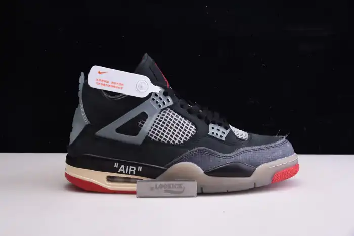 Rep TB Off White x Air Jordan 4 Retro Bred CV9388-001 0123