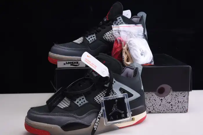 Rep TB Off White x Air Jordan 4 Retro Bred CV9388-001 0123