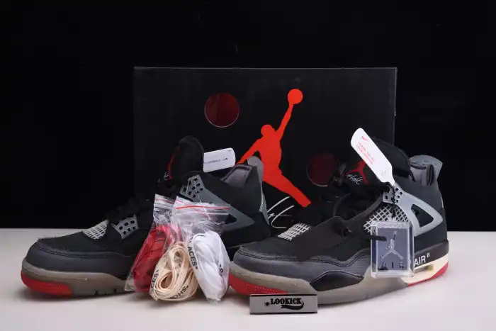 Rep TB Off White x Air Jordan 4 Retro Bred CV9388-001 0123