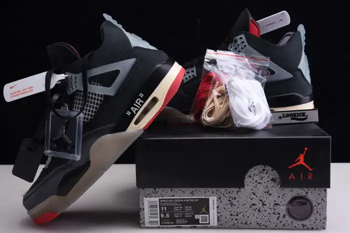 Rep TB Off White x Air Jordan 4 Retro Bred CV9388-001 0123