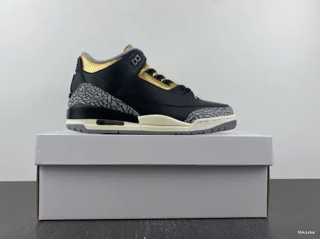 Rep TB Jordan WMNS 3 CK9246-067 Air Black Gold 0219