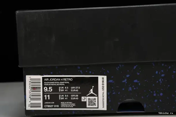 Rep TB Black Retro Royal 4 CT8527-018 Game Jordan 0220