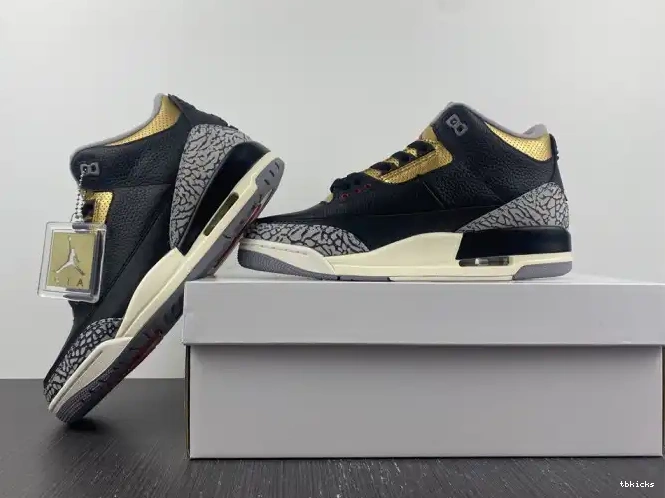 Rep TB Jordan WMNS 3 CK9246-067 Air Black Gold 0219