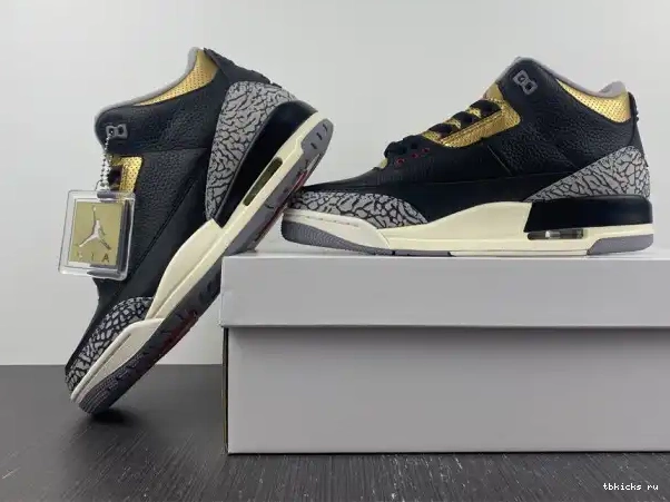 Rep TB Air CK9246-067 Jordan WMNS Black Gold 3 0228