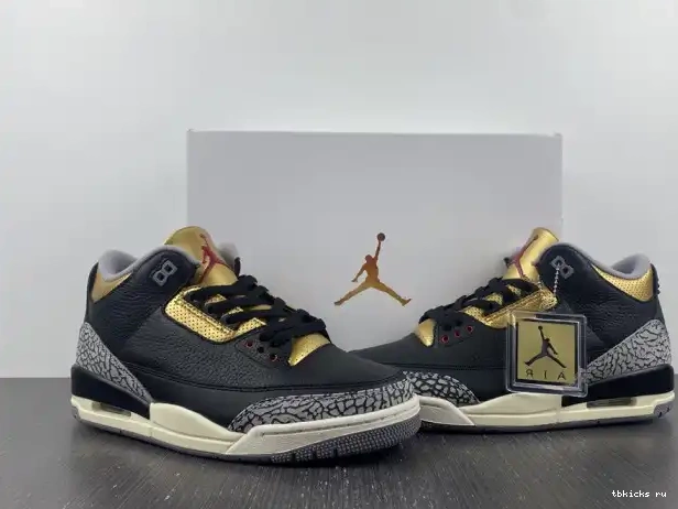 Rep TB Air CK9246-067 Jordan WMNS Black Gold 3 0228