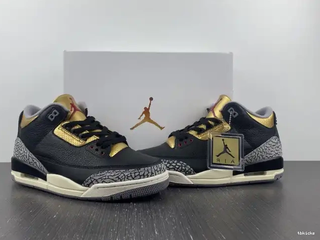 Rep TB Jordan WMNS 3 CK9246-067 Air Black Gold 0219